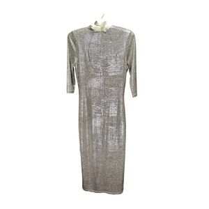 Alice + Olivia Shimmering Silver Long Sleeve Dress